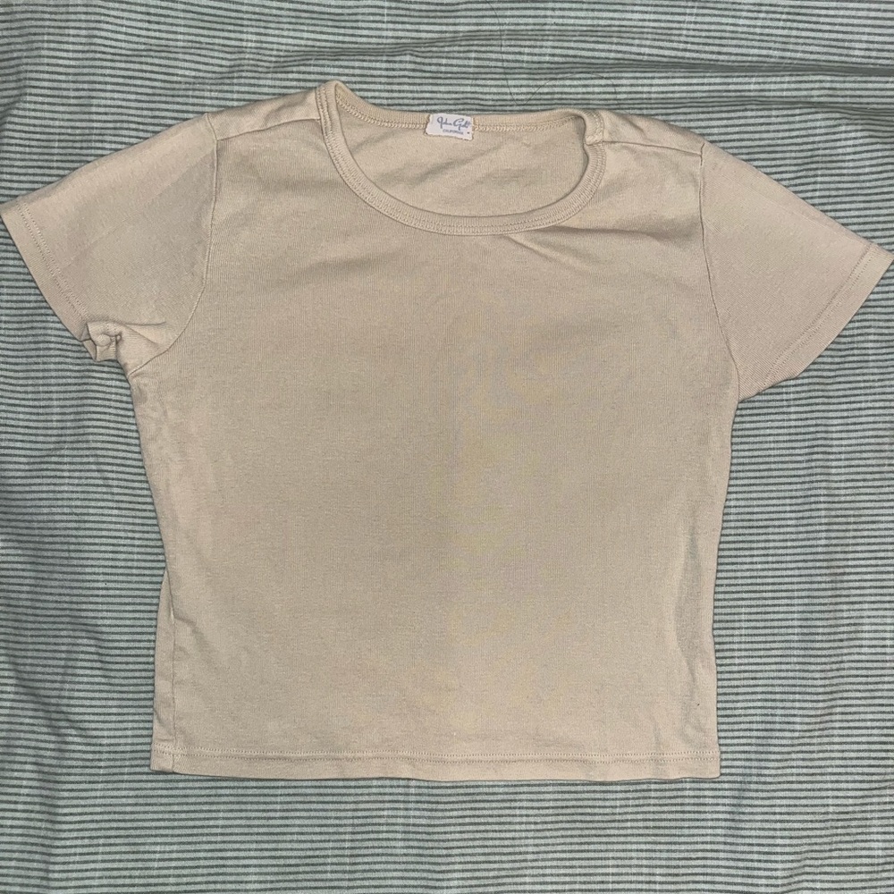John Galt Brandy Melville Tan Baby Tee